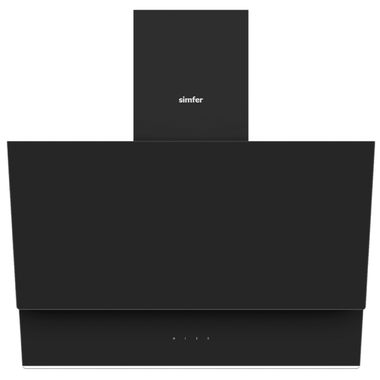 Simfer - Simfer 8703 Premium Eğik Dokunmatik Cam Davlumbaz, Duvar Tipi, 60 cm, Siyah