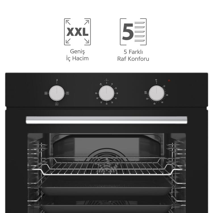 Simfer 8205 4 Fonksiyon Siyah Cam Ankastre Fırın Power Turbo - 4