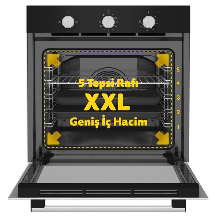 Simfer 8205 4 Fonksiyon Siyah Cam Ankastre Fırın Power Turbo - 2