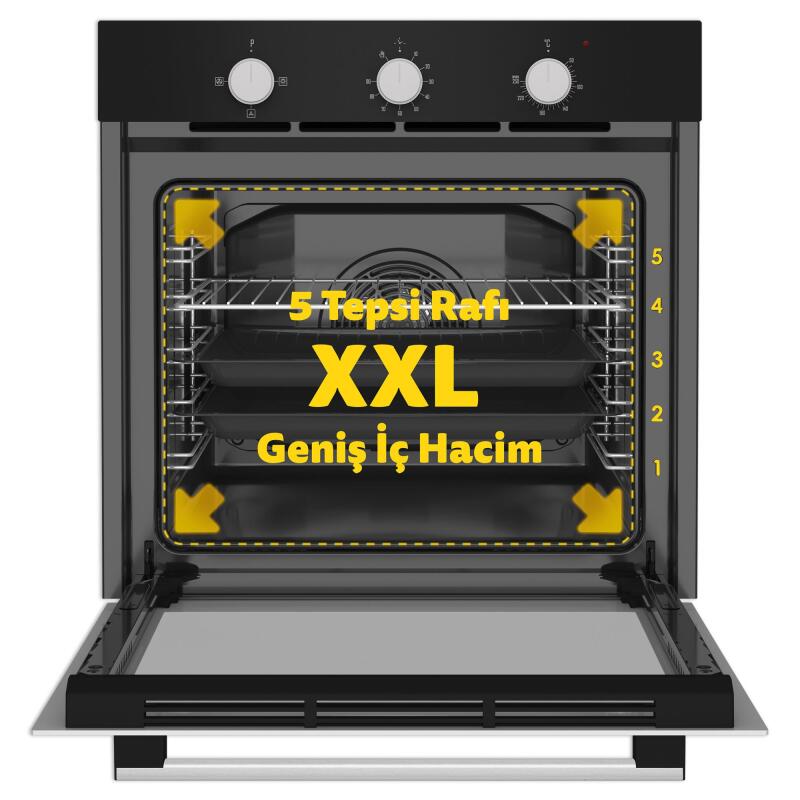 Simfer 8205 4 Fonksiyon Siyah Cam Ankastre Fırın Power Turbo - 2