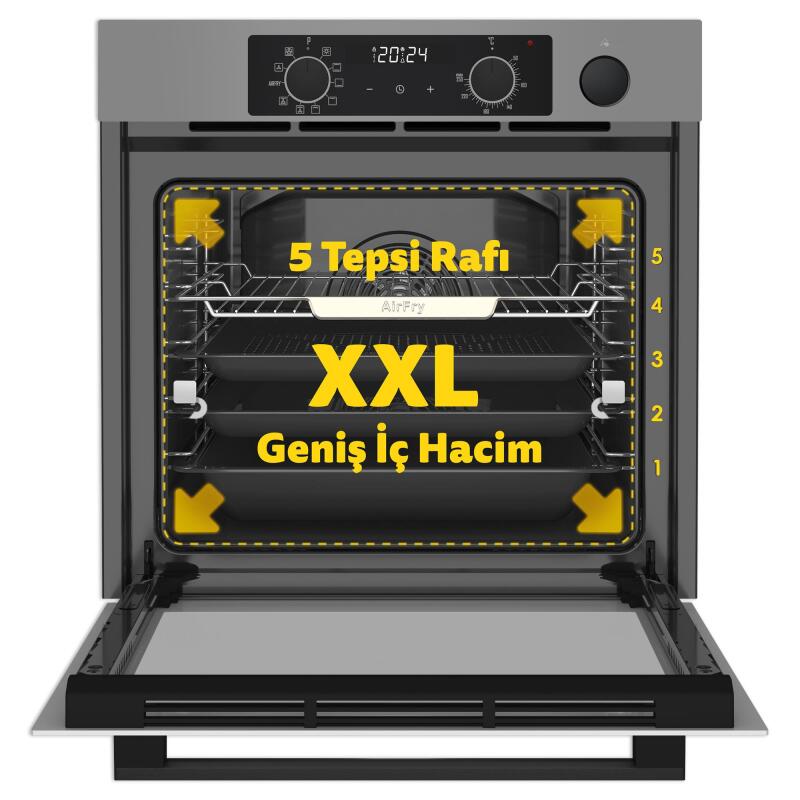 Simfer 8246 11 Fonksiyon Steam Master Ankastre Fırın Gri Cam Dijital - 2