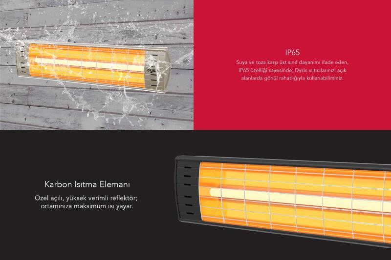 Dysis DH-7486 Art Plus Karbon Serisi IP65 Suya-Toza Dayanıklı 2300 W Bej İç/Dış Mekan Isıtıcı - 3