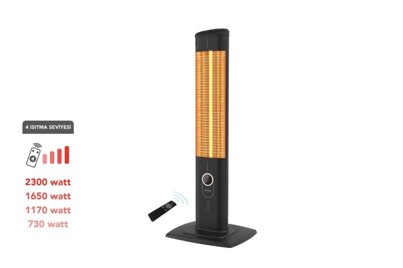 ICQN Craft Serisi IC2300 Suya-Toza Dayanıklı 2300 W Siyah Uzaktan Kumandalı İç/Dış Mekan Isıtıcı - 1