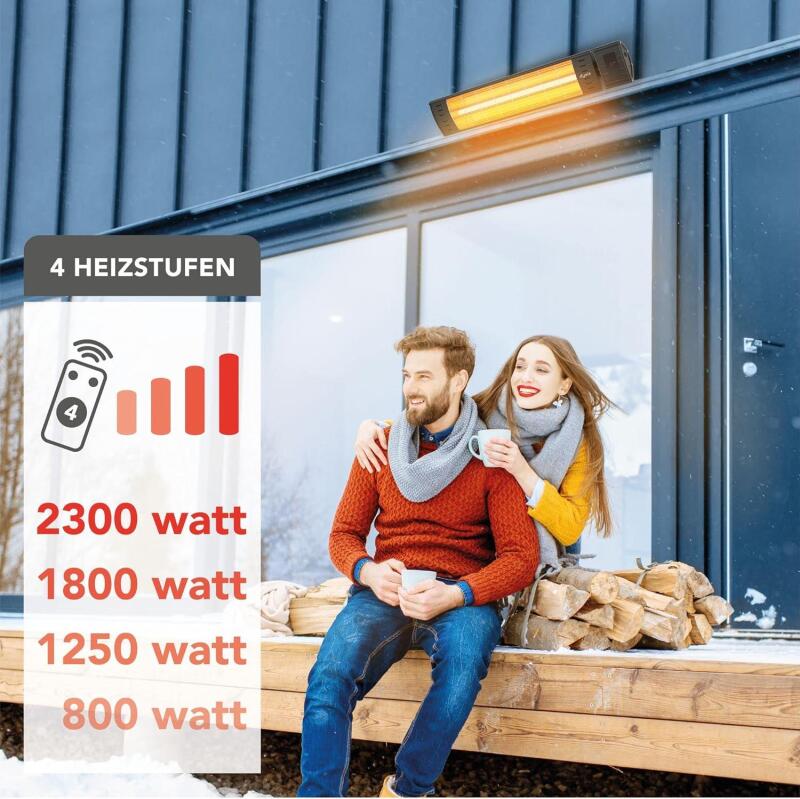 Art Plus Karbon Serisi IP65 Suya-Toza Dayanıklı 2300 W Siyah Uzaktan Kumandalı İç/Dış Mekan Isıtıcı - 7