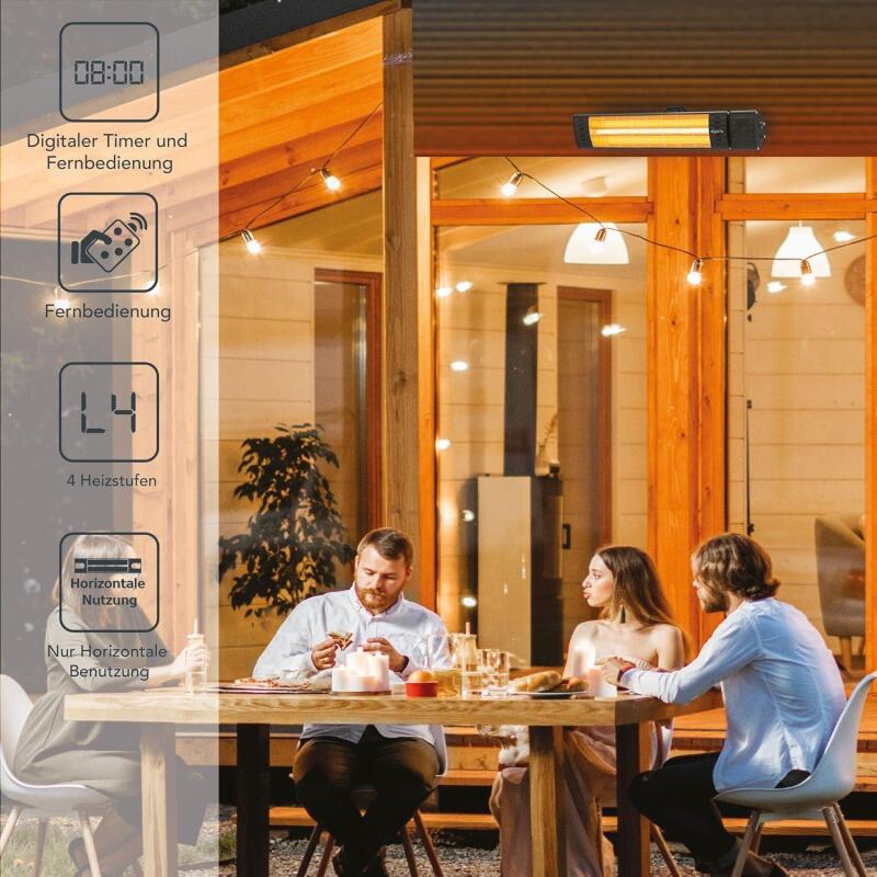 Art Plus Karbon Serisi IP65 Suya-Toza Dayanıklı 2300 W Siyah Uzaktan Kumandalı İç/Dış Mekan Isıtıcı - 8