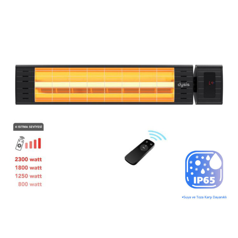 Dysis Art Plus Karbon Serisi IP65 Suya-Toza Dayanıklı 2300 W Siyah Uzaktan Kumandalı İç/Dış Mekan Isıtıcı - 1