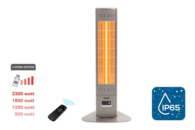 Dysis Single X Karbon Serisi IP65 Suya-Toza Dayanıklı 2300 W Bej Uzaktan Kumandalı İç/Dış Mekan Isıtıcı - 1