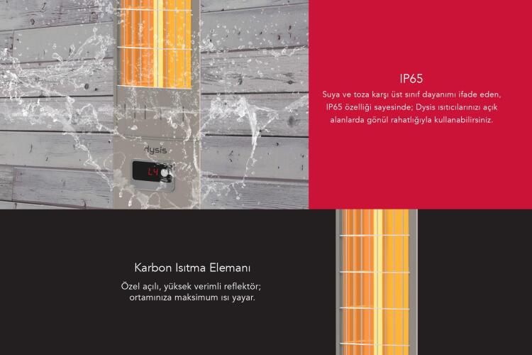 Dysis Single X Karbon Serisi IP65 Suya-Toza Dayanıklı 2300 W Bej Uzaktan Kumandalı İç/Dış Mekan Isıtıcı - 3