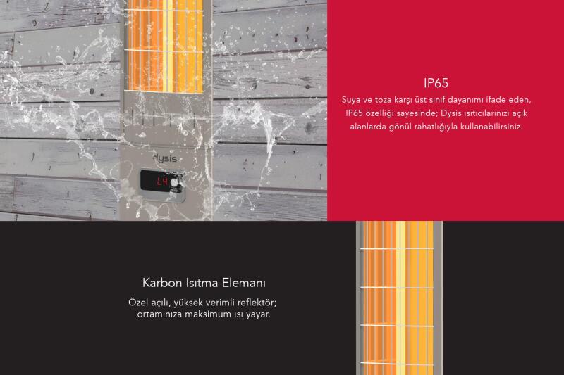 Dysis Single X Karbon Serisi IP65 Suya-Toza Dayanıklı 2300 W Bej Uzaktan Kumandalı İç/Dış Mekan Isıtıcı - 3