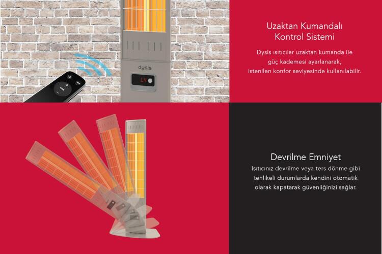 Dysis Single X Karbon Serisi IP65 Suya-Toza Dayanıklı 2300 W Bej Uzaktan Kumandalı İç/Dış Mekan Isıtıcı - 4