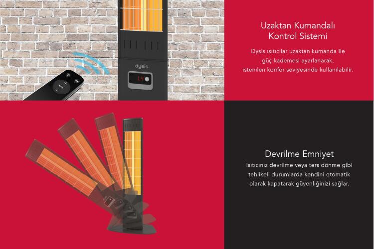 Single X Karbon Serisi IP65 Suya-Toza Dayanıklı 2300 W Siyah Uzaktan Kumandalı İç/Dış Mekan Isıtıcı - 4