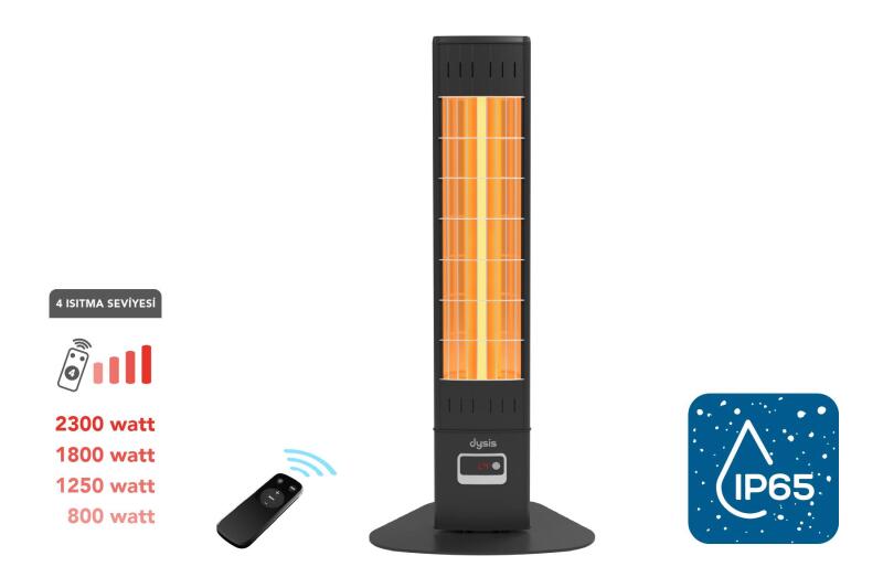 Dysis Single X Karbon Serisi IP65 Suya-Toza Dayanıklı 2300 W Siyah Uzaktan Kumandalı İç/Dış Mekan Isıtıcı - 1