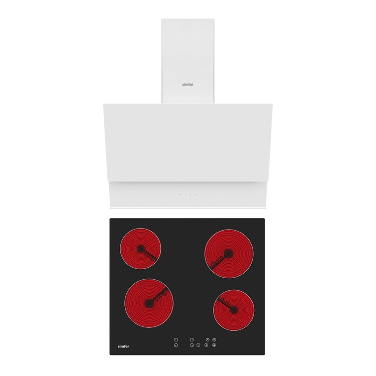 Simfe QS Beyaz Elektrikli 2'li Ankastre Set (Elektrikli Ocak + Davlumbaz) - Simfer