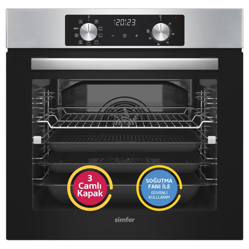 Simfer 10 Fonksiyon Airfry Plus Inox 3'lü Ankastre Set (Fırın + Ocak + Davlumbaz) - 2