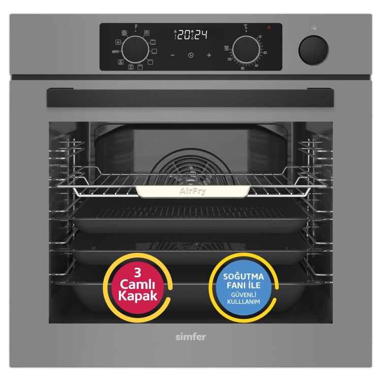 Simfer 11 Fonksiyon Steam Master Gri 2'li Ankastre Set (8246 Fırın + 3656 Ocak) - 2