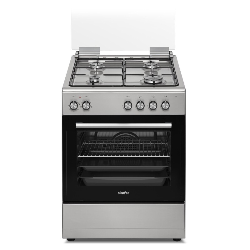 Simfer 1245 Multi Turbo Fırın, Inox 56 Litre, 4 Gözü Gazlı, Grill Fonksiyonlu, LPG Dönüşümlü, 60 cm - 1