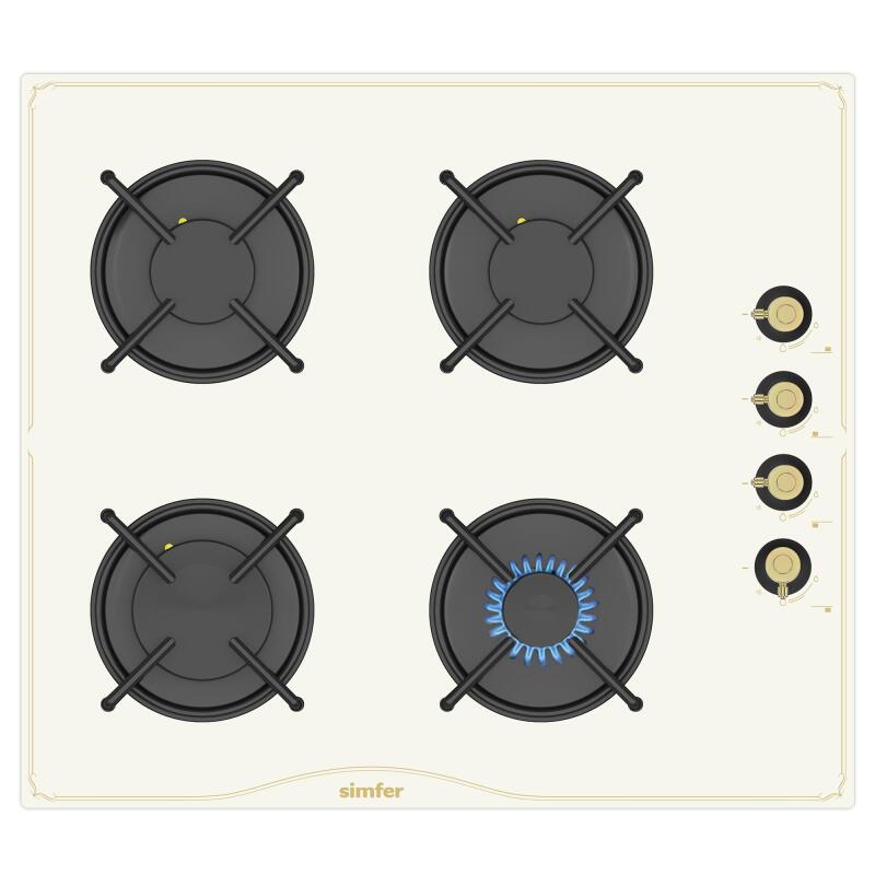 Simfer 3326-N 60CM Retro Ankastre Bej Cam Ocak 4G Emaye Izgara - 2
