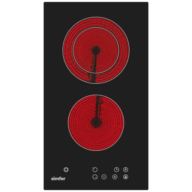 Simfer 3370 Domino Ankastre Vitroseramik Ocak 2E Siyah - 1