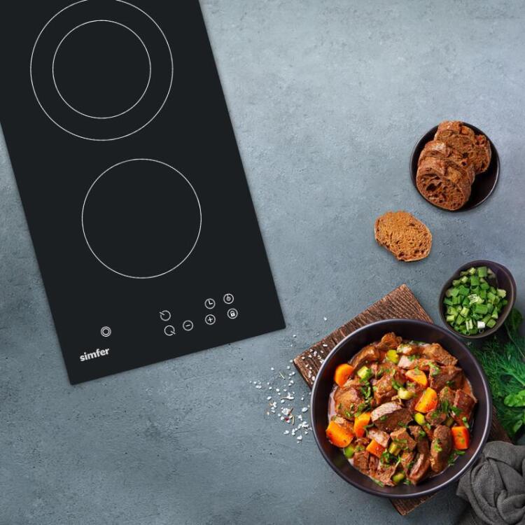 Simfer 3370 Domino Ankastre Vitroseramik Ocak 2E Siyah - 3