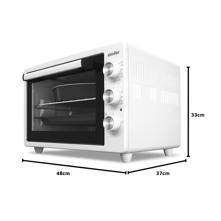 Simfer 3420 Beyaz 34 LT Statik Mini / Midi Fırın - 4 Fonksiyon, Programlanabilir Pişirme & Isı Kontrol Sistem - 7