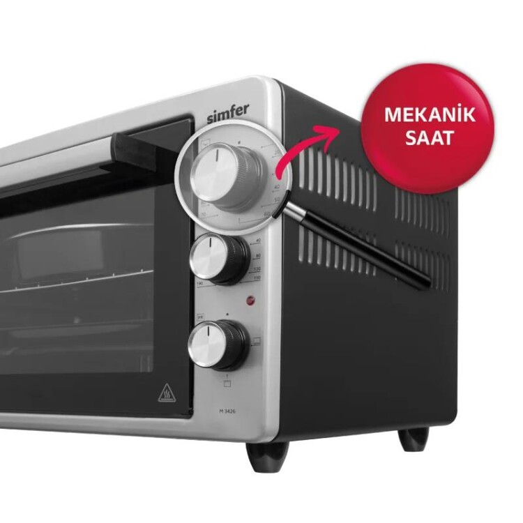 Simfer 3426 İnox Gri Kek Kalıbı Hediyeli Statik Midi/Mini Fırın, 1300W, 34 Litre - 6