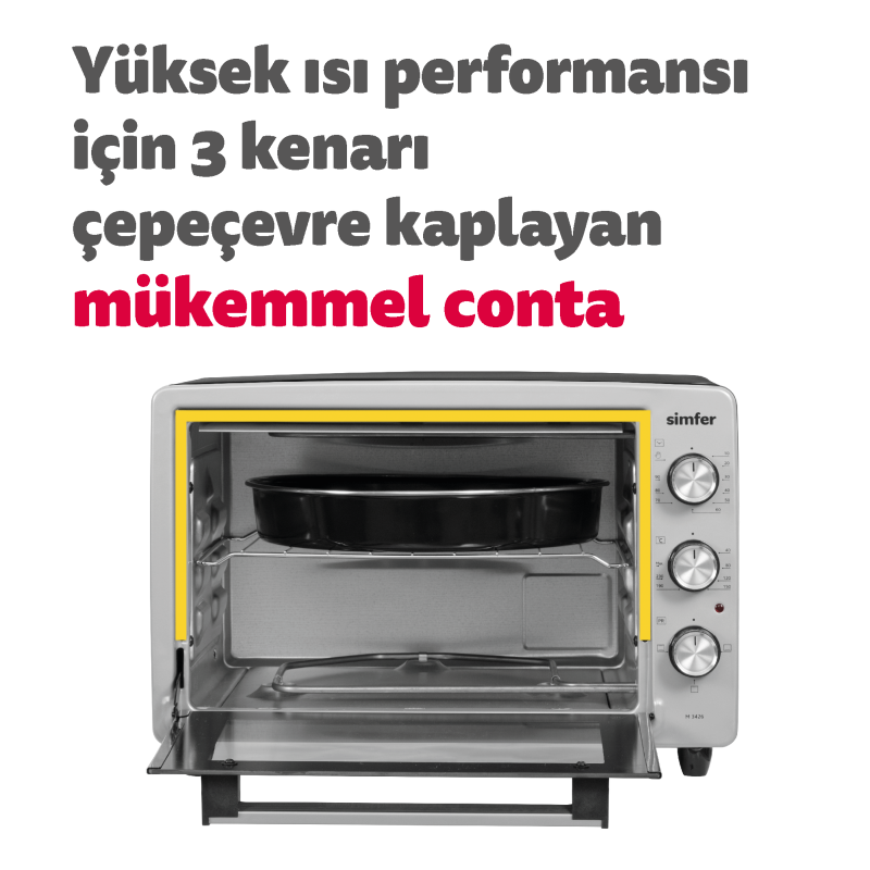 Simfer 3426 İnox Gri Kek Kalıbı Hediyeli Statik Midi/Mini Fırın, 1300W, 34 Litre - 7