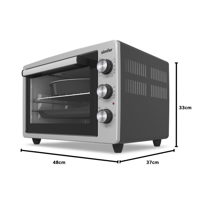 Simfer 3426 İnox Gri 34 LT Statik Mini / Midi Fırın - 4 Fonksiyon, Programlanabilir Pişirme & Isı Kontrol - 7