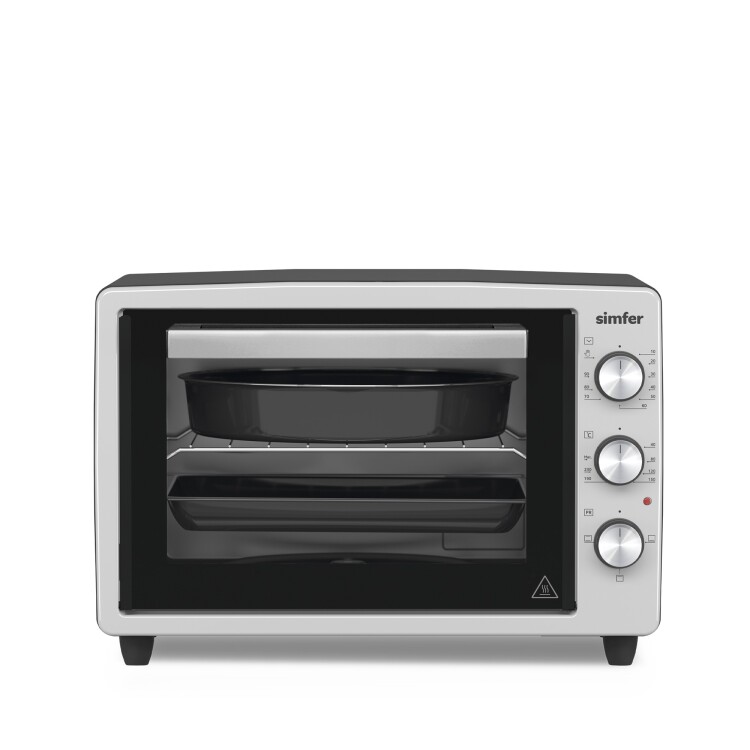 Simfer 3426 İnox Gri 34 LT Statik Mini / Midi Fırın - 4 Fonksiyon, Programlanabilir Pişirme & Isı Kontrol - Simfer