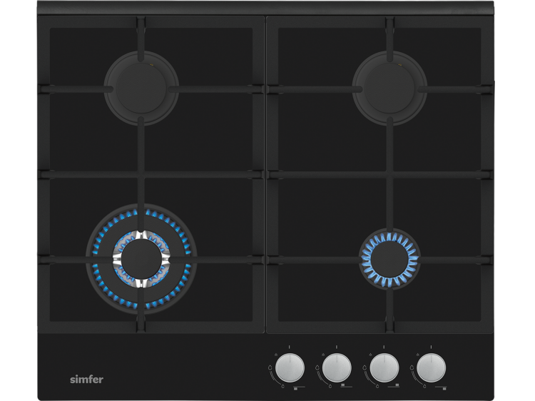 Simfer 3525 60CM Ankastre Siyah Cam Ocak 3G+1Wok Emaye Izgara - 1