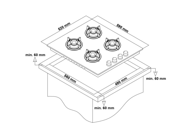 Simfer 3538 4G 60Cm Ank. Gri Cam Ocak, Emaye Izgara - 2