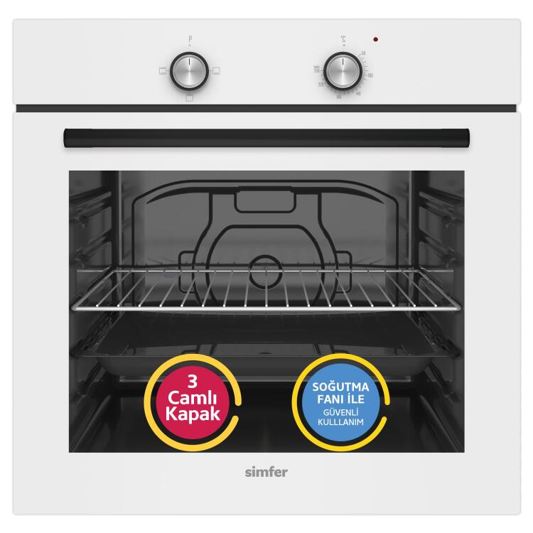 Simfer 4 Fonksiyon Trend Beyaz Cam 3'lü Ankastre Set(Fırın + Ocak + Davlumbaz) - 3
