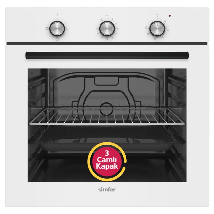 Simfer 4 Fonksiyon Trend Mekanik Beyaz Cam 3'lü Ankastre Set (8255 Fırın + 3048 Ocak + 8728 Davlumbaz) - 2