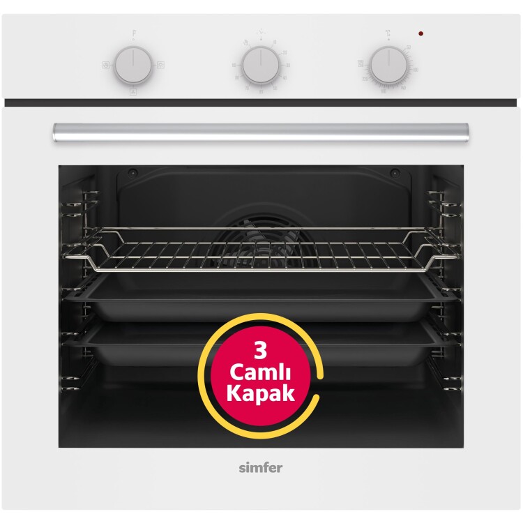 Simfer 4 Fonksiyon 76 Litre Beyaz Statik 3'lü Ankastre Set (8206 Fırın + 3507 Ocak + 8709 Davlumbaz) - 2