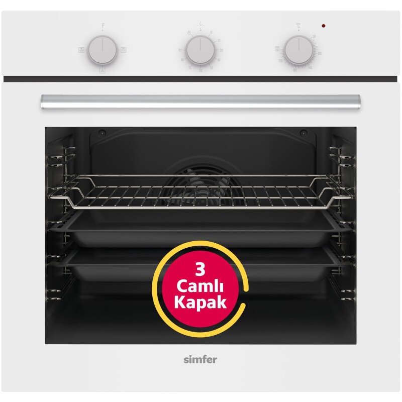 Simfer 4 Fonksiyon 76 Litre Beyaz Statik 3'lü Ankastre Set (8206 Fırın + 3507 Ocak + 8709 Davlumbaz) - 2