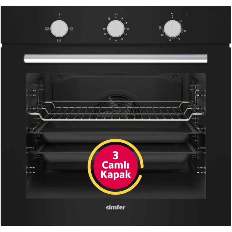 Simfer 4 Fonksiyon Siyah Power Turbo 3'lü Ankastre Set (8205 Fırın + 3500 Ocak + 8708 Davlumbaz) - 2