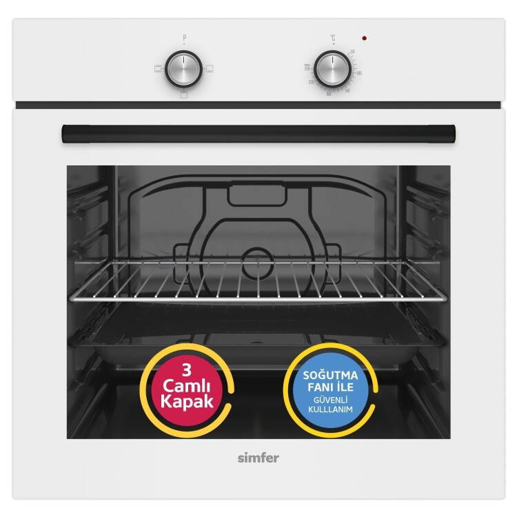 Simfer 4 Fonksiyon Trend Beyaz 2'li Ankastre Set (8253 Fırın + 3048 Ocak) - 2