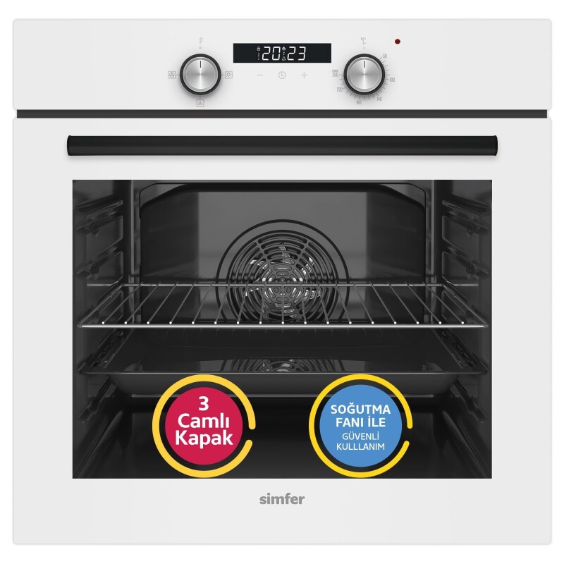 Simfer 4 Fonksiyon Trend Dijital Beyaz Power Turbo 2'li Ankastre Set (8231 Fırın + 3048 Ocak) - 2