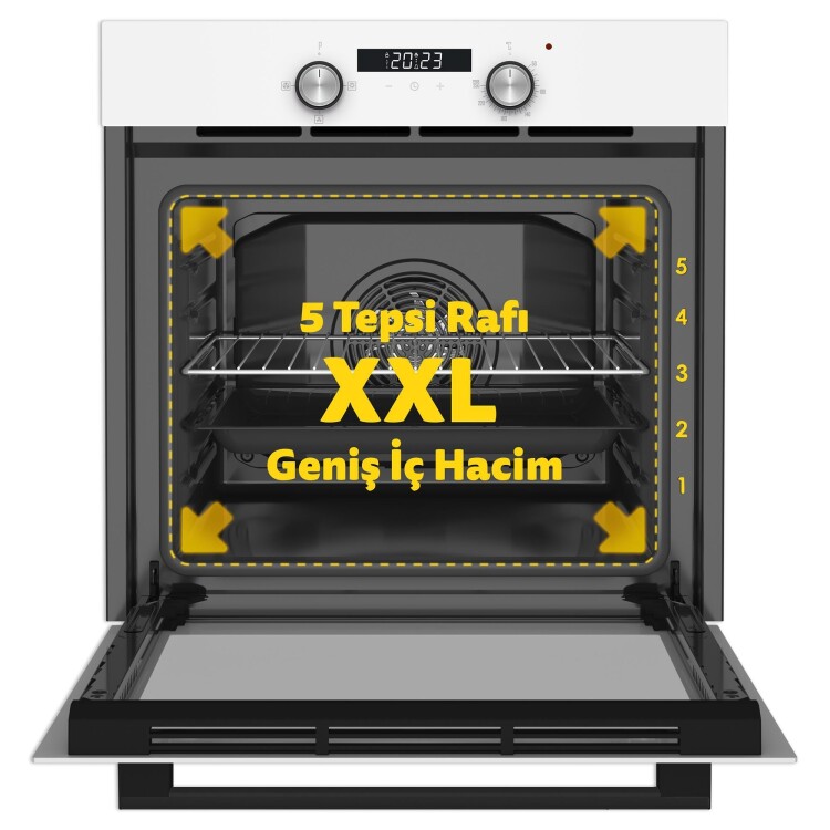 Simfer 4 Fonksiyon Trend Dijital Beyaz Power Turbo Elektrikli 2'li Ankastre Set (Fırın + Elektrikli Ocak) - 6