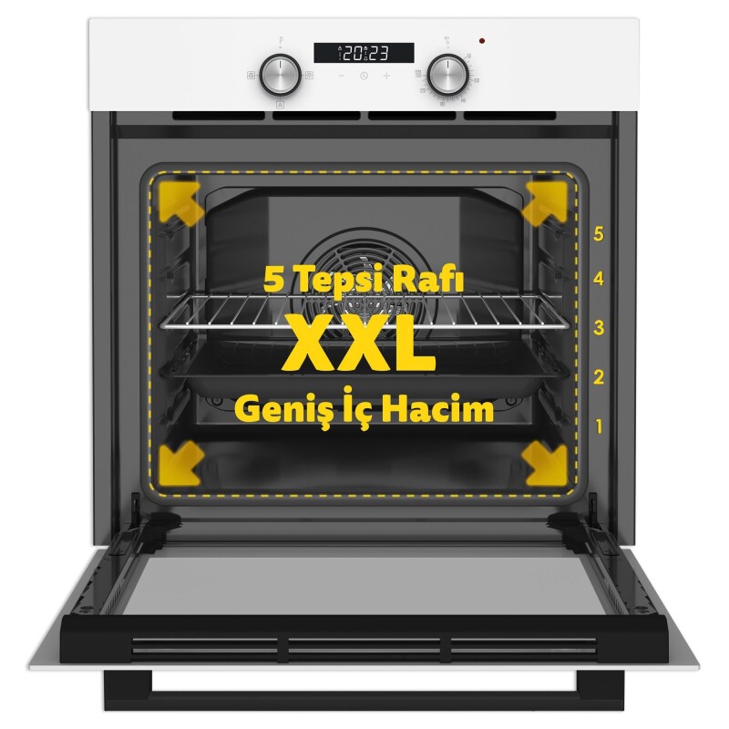 Simfer 4 Fonksiyon Trend Dijital Beyaz Power Turbo Elektrikli 2'li Ankastre Set (Fırın + Elektrikli Ocak) - 6