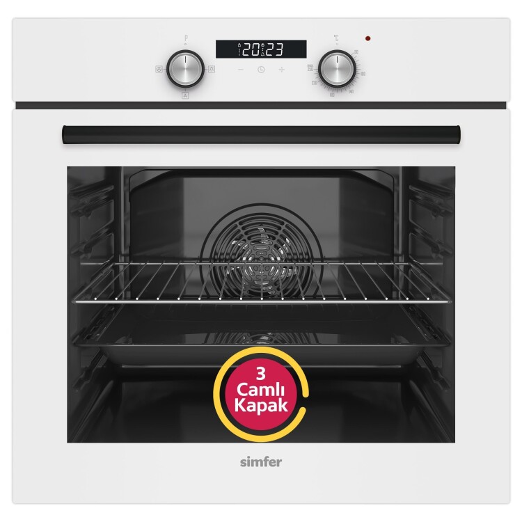 Simfer 4 Fonksiyon Trend Dijital Beyaz Power Turbo Elektrikli 3'lü Ankastre Set (Fırın + Elektrikli Ocak + Davlumbaz) - 2