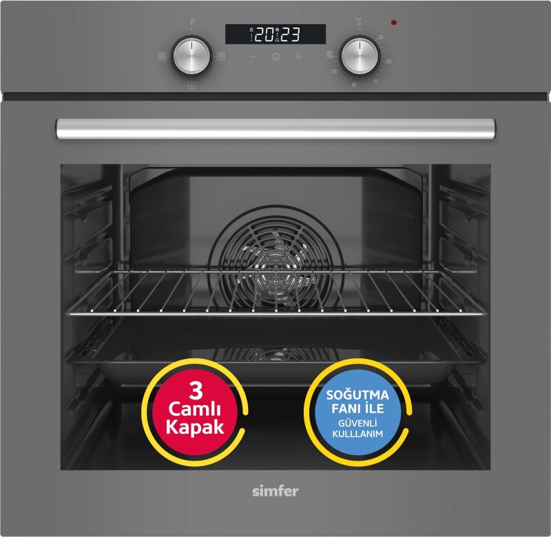 Simfer 4 Fonksiyon Trend Dijital Silver Power Turbo 2'li Ankastre Set (8225 Fırın + 3655 Ocak) - 2