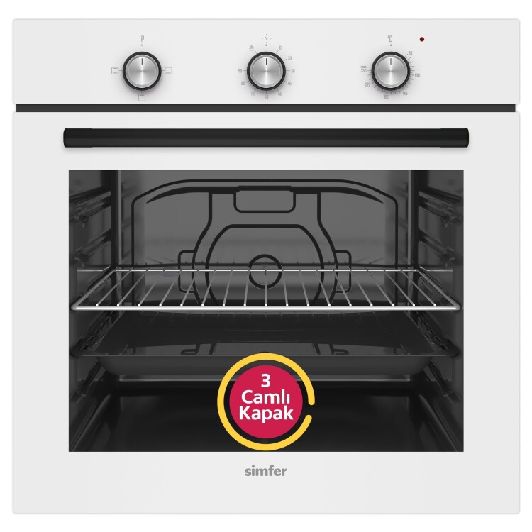 Simfer 4 Fonksiyon Trend Mekanik Beyaz 2'li Ankastre Set (8255 Fırın + 3048 Ocak) - 2