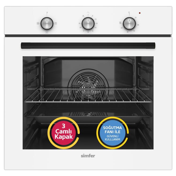 Simfer 4 Fonksiyon Trend Mekanik Beyaz Power Turbo 3'lü Ankastre Set (8202 Fırın + 3048 Ocak + 8722 Davlumbaz) - 2