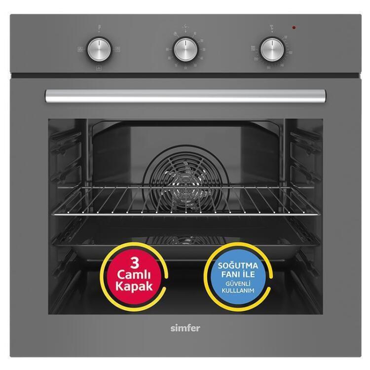 Simfer 4 Fonksiyon Trend Mekanik Silver Cam Power Turbo 3'lü Ankastre Set (8224 Fırın + 3537 Ocak + 8705 Davlumbaz) - 2