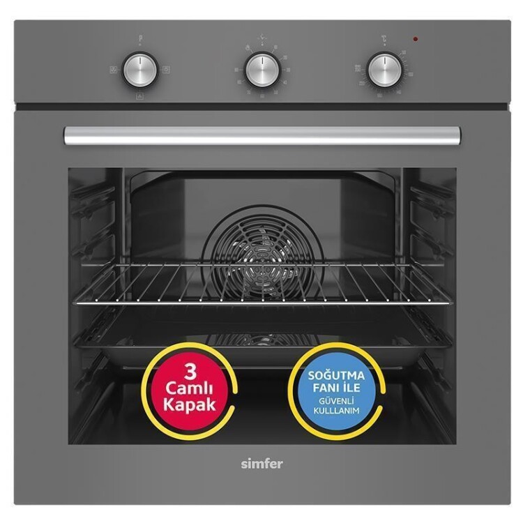 Simfer 4 Fonksiyon Trend Mekanik Silver Power Turbo 2'li Ankastre Set (8224 Fırın + 3537 Ocak) - 2