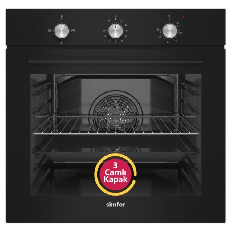 Simfer 4 Fonksiyon Trend Mekanik Siyah Power Turbo 3'lü Ankastre Set(Fırın + Ocak + Davlumbaz) - 2