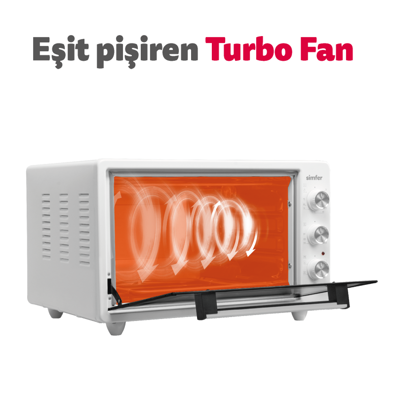 Simfer 4242 Turbo Beyaz Midi/Mini Fırın, 1300W, 42 Litre - 5