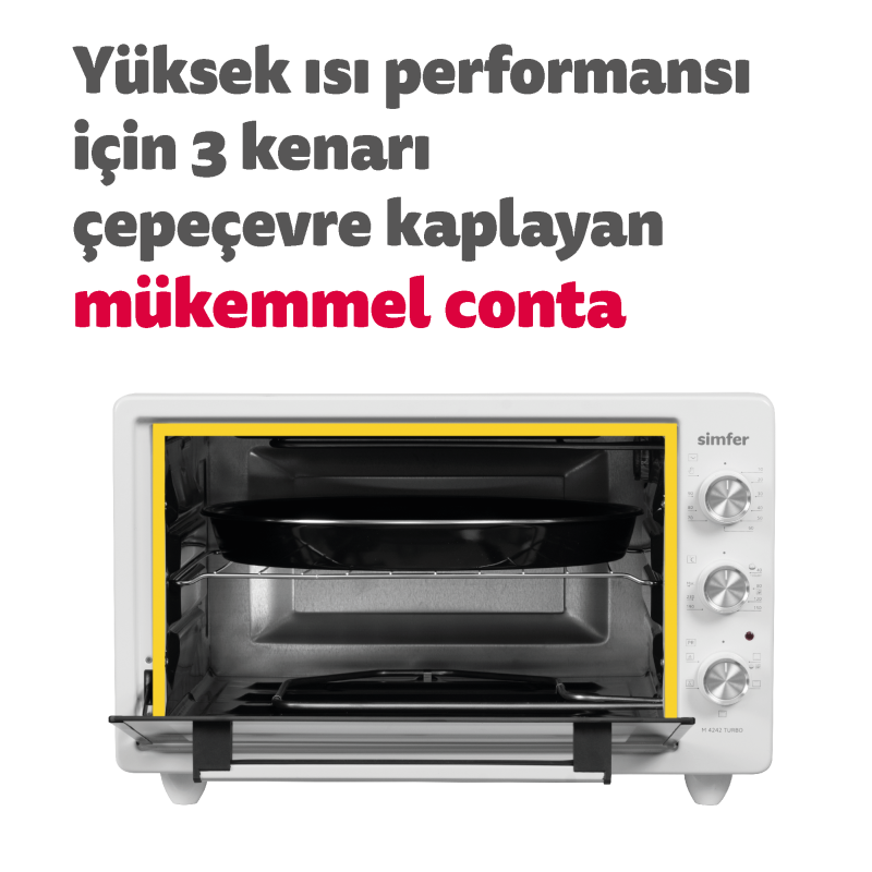 Simfer 4242 Turbo Beyaz Midi/Mini Fırın, 1300W, 42 Litre - 6