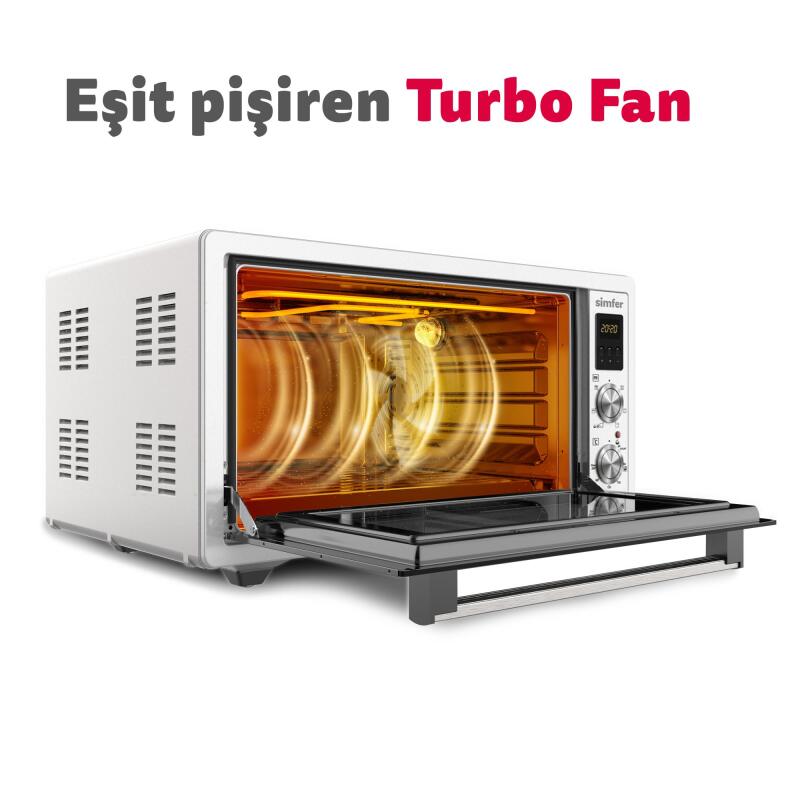 Simfer 4242 42Litre Beyaz Midi Fırın 6 Fonksiyon Turbo - 5