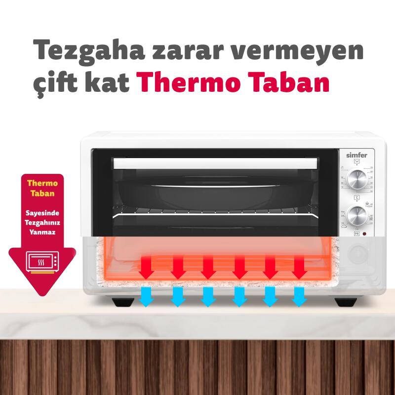 Simfer 4242 42Litre Beyaz Midi Fırın 6 Fonksiyon Turbo - 7
